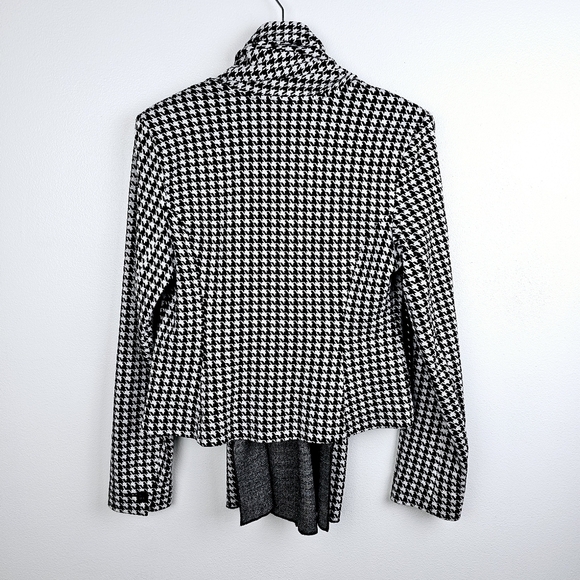 CAbi #3904 Black & White Houndstooth Knit Jacket Blazer Waterfall Open Shawl - Picture 4 of 9